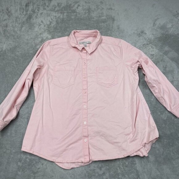Martha Stewart Signature Womens Pink Button-Up Shirt 1X a0507 - Picture 1 of 8